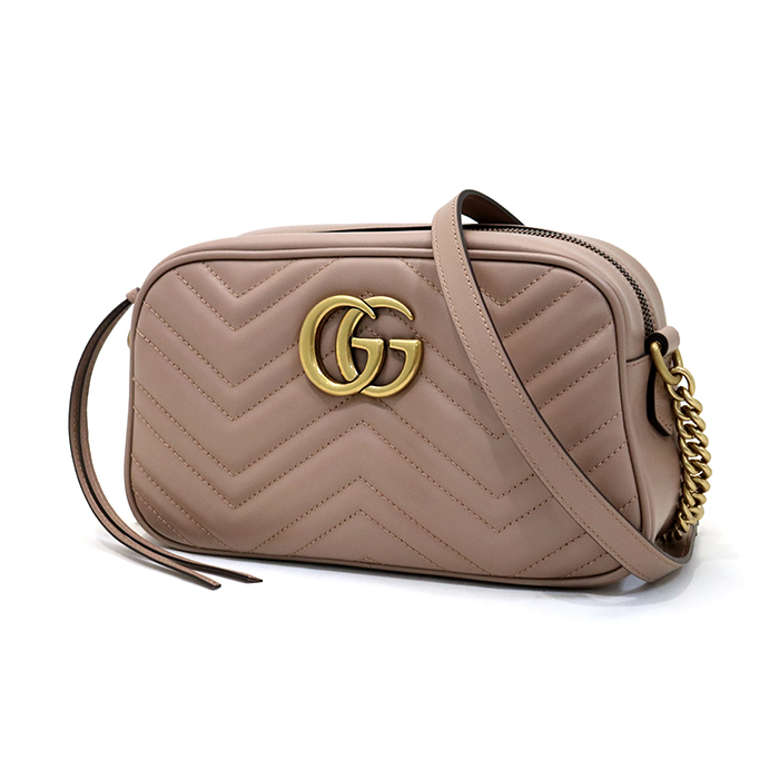 グッチ(GUCCI) GGマーモント スモールカメラバッグ 447632 ショルダーバッグ 保存袋付き ピンクベージュ