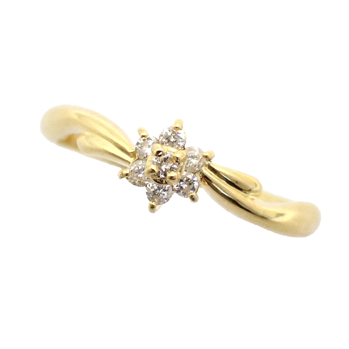 K18 ダイヤモンド 指輪 11号 フラワーモチーフ ゴールドカラー