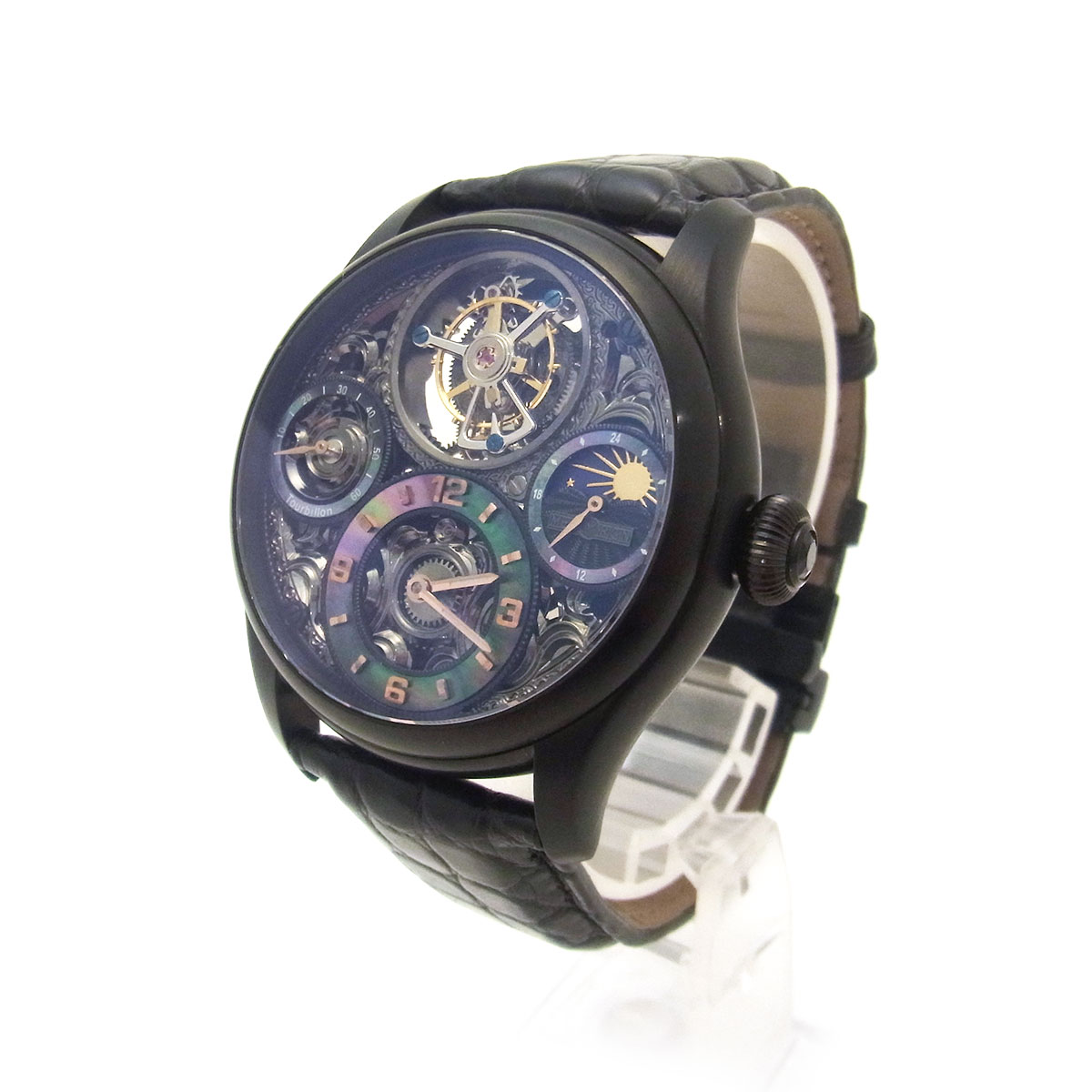 メモリジン(MEMORIGIN) スターリットレジェンド トゥールビヨン MO1231 メンズ腕時計 黒文字盤 ブラック
