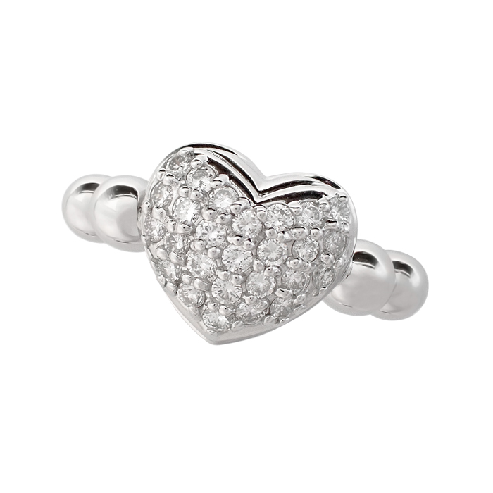 K18WG ダイヤモンド 指輪 7号 パヴェリング ハートモチーフ ホワイトゴールド