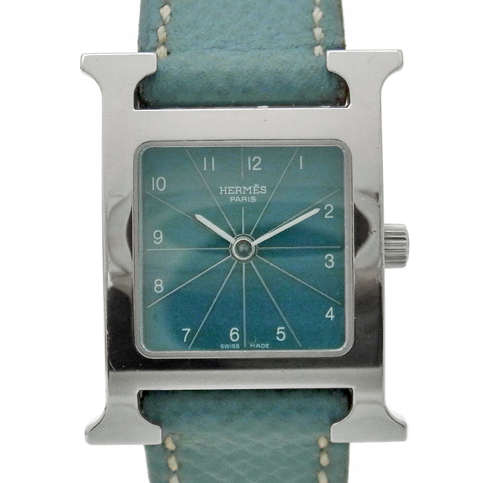 エルメス(HERMES) Hウォッチ HH1.210 E刻 腕時計 箱付き ブルージーン 青文字盤