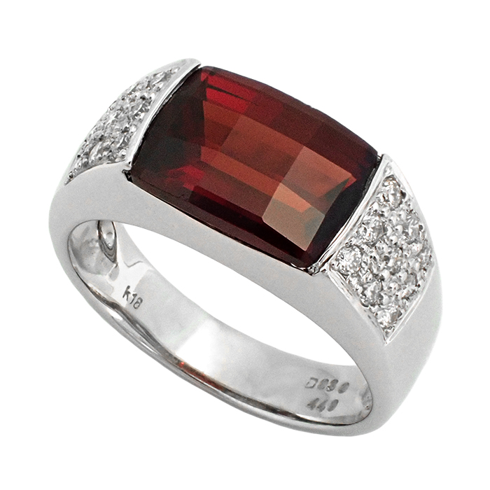 K18 ガーネット 指輪 リング 16.5号 ホワイトゴールド 新品仕上げ