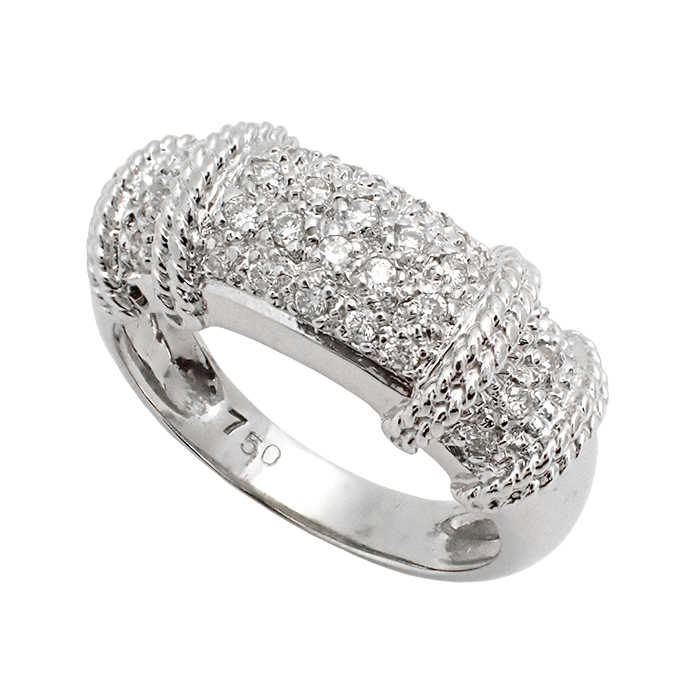 750WG ダイヤモンド 指輪 9.5号 パヴェリング ホワイトゴールド