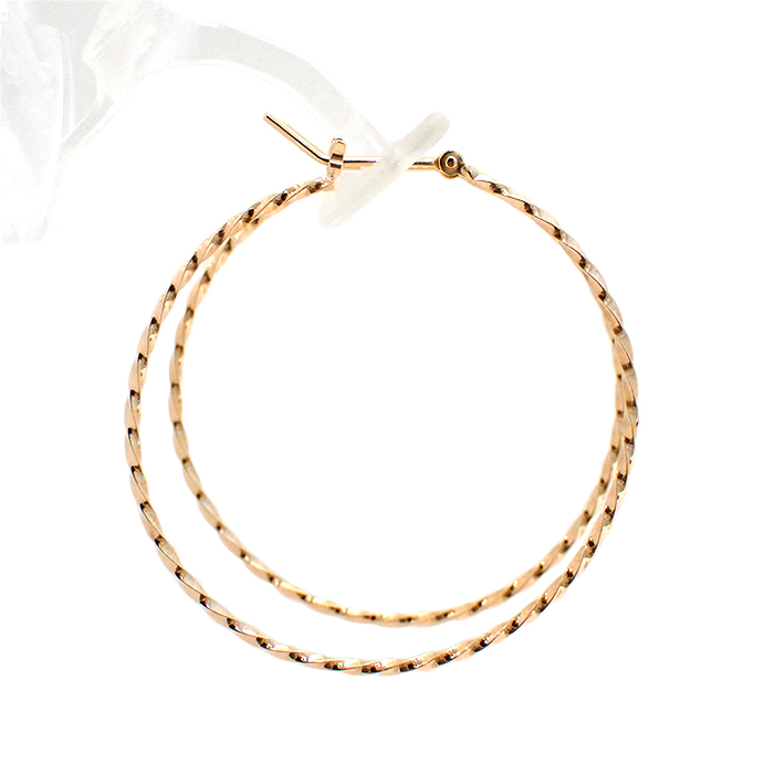 アガット(agete) K10 フープピアス スクリュー 螺旋 ツイスト ゴールド