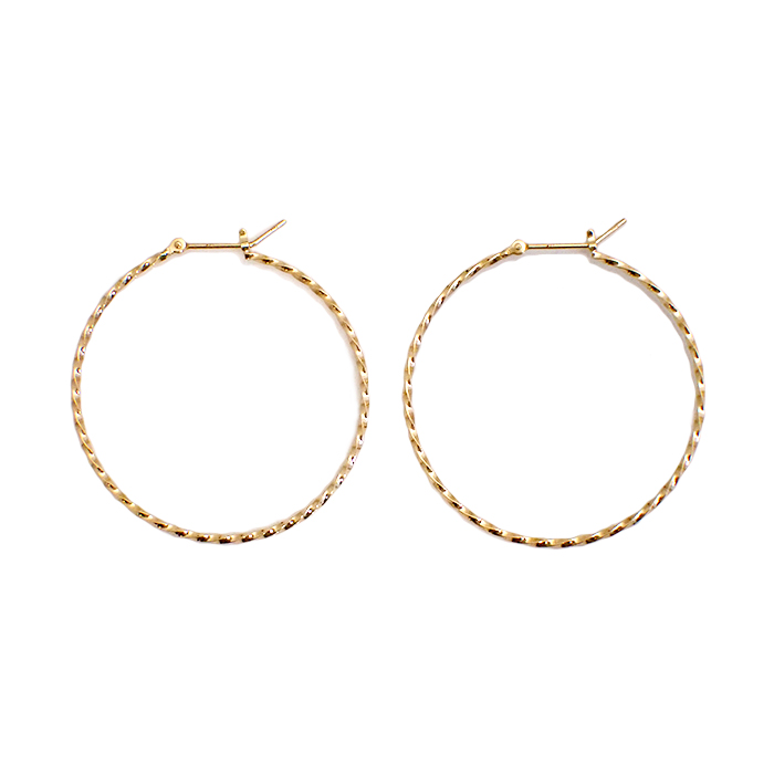 アガット(agete) K10 フープピアス スクリュー 螺旋 ツイスト ゴールド