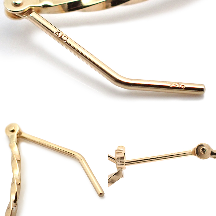 アガット(agete) K10 フープピアス スクリュー 螺旋 ツイスト ゴールド