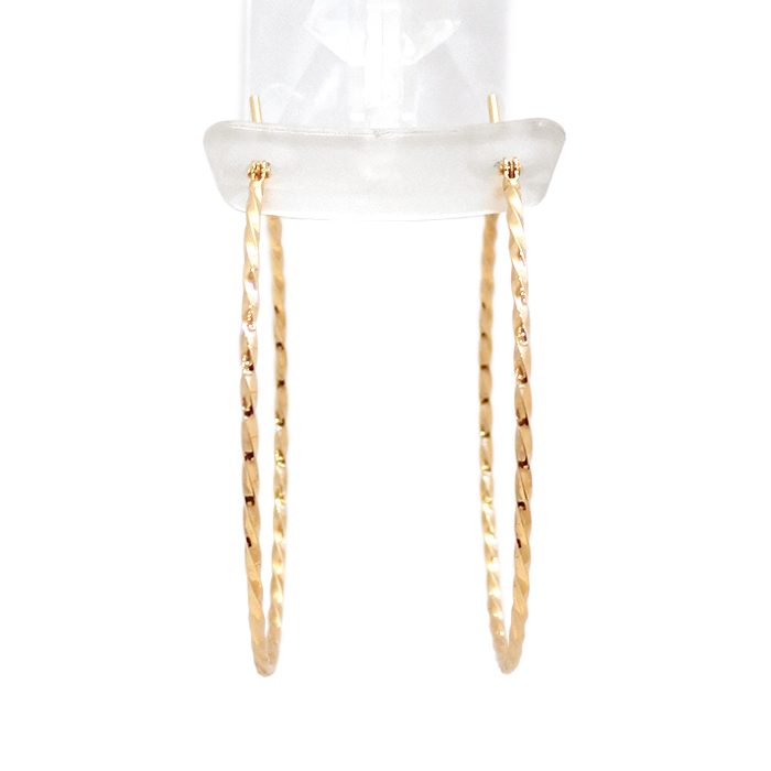 アガット(agete) K10 フープピアス スクリュー 螺旋 ツイスト ゴールド