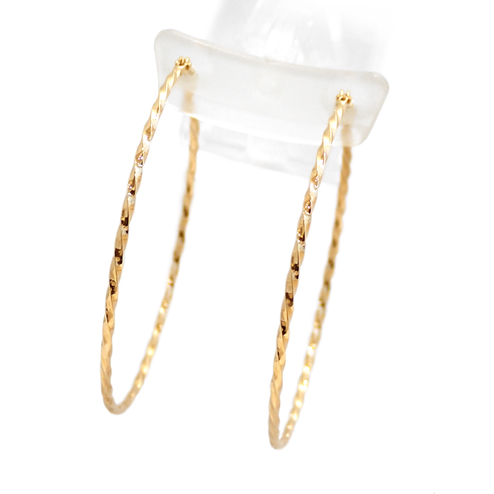 アガット(agete) K10 フープピアス スクリュー 螺旋 ツイスト ゴールド