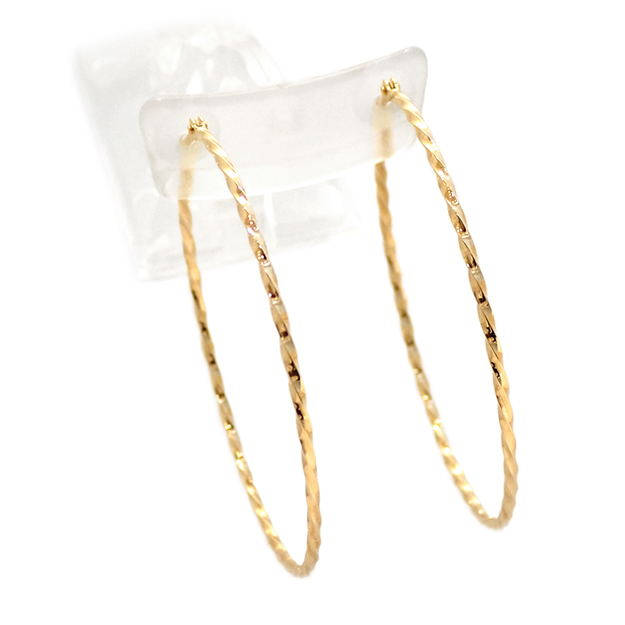 アガット(agete) K10 フープピアス スクリュー 螺旋 ツイスト ゴールド