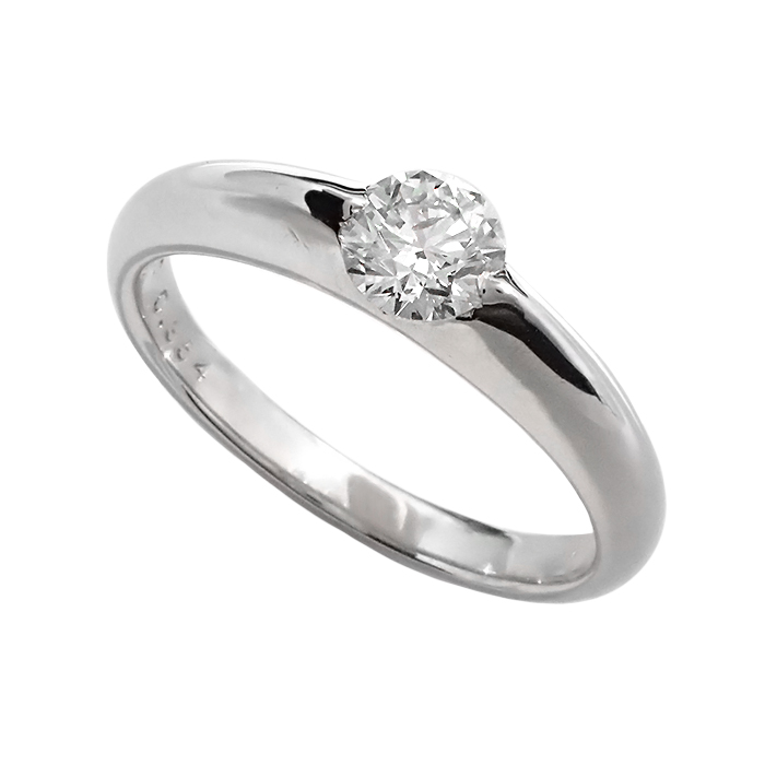 Pt900 ダイヤモンド 指輪 9号 一粒リング シルバーカラー