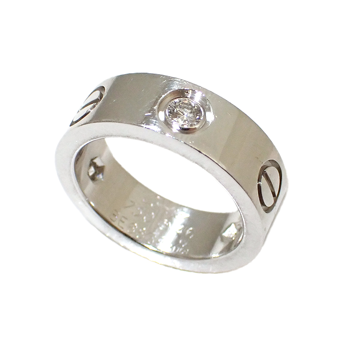 カルティエ(Cartier) 750WG ラブリング ハーフダイヤ 3Pダイヤ #46 シルバーカラー