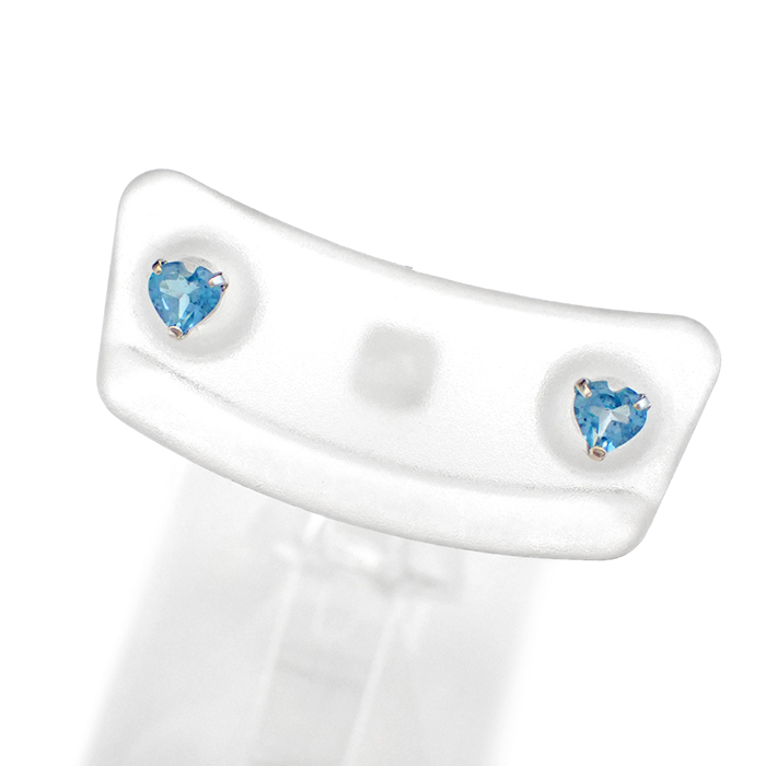 K18WG ブルートパーズ ピアス 一粒 ハートモチーフ 小粒 小ぶり ホワイトゴールド