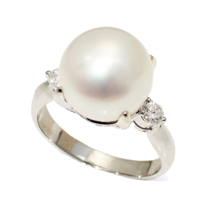 Pt900 パール 真珠 指輪 13号 新品仕上げ済 ソーティング付き シルバーカラー