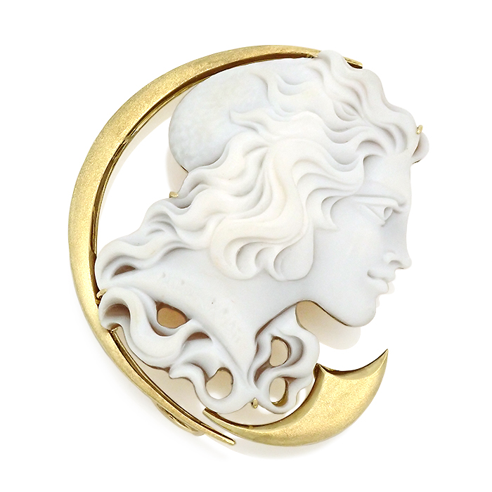 K18 カメオ ブローチ ペンダントトップ 2way パトリシア・パラティー作 イエローゴールド