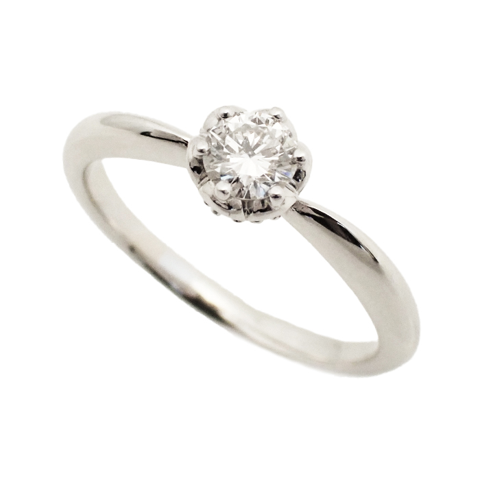 Pt900 ダイヤモンド 立爪 指輪 11.5号 一粒リング シルバーカラー