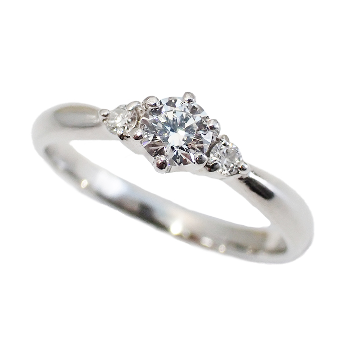 Pt900 ダイヤモンド 立爪 指輪 7号 一粒リング H VS1 EXCELLENT H&C 中央宝石研究所鑑定書付 シルバーカラー