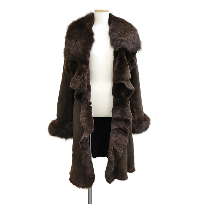クチュール エンバ(Couture EMBA) ファー 毛皮 ロングコート アウター Lサイズ ダークブラウン