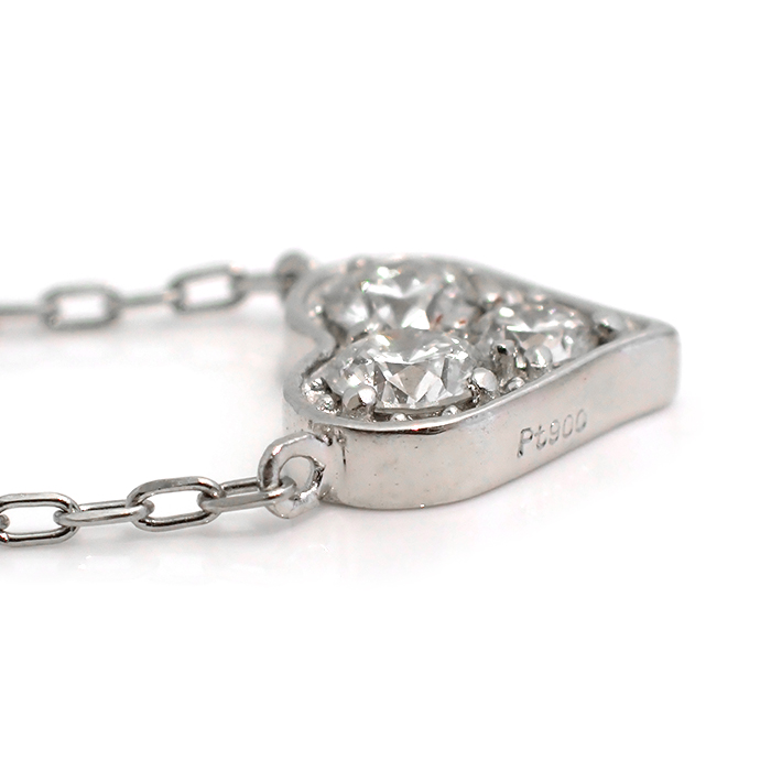 Pt900/Pt850 ダイヤモンド ネックレス ハートモチーフ シルバーカラー