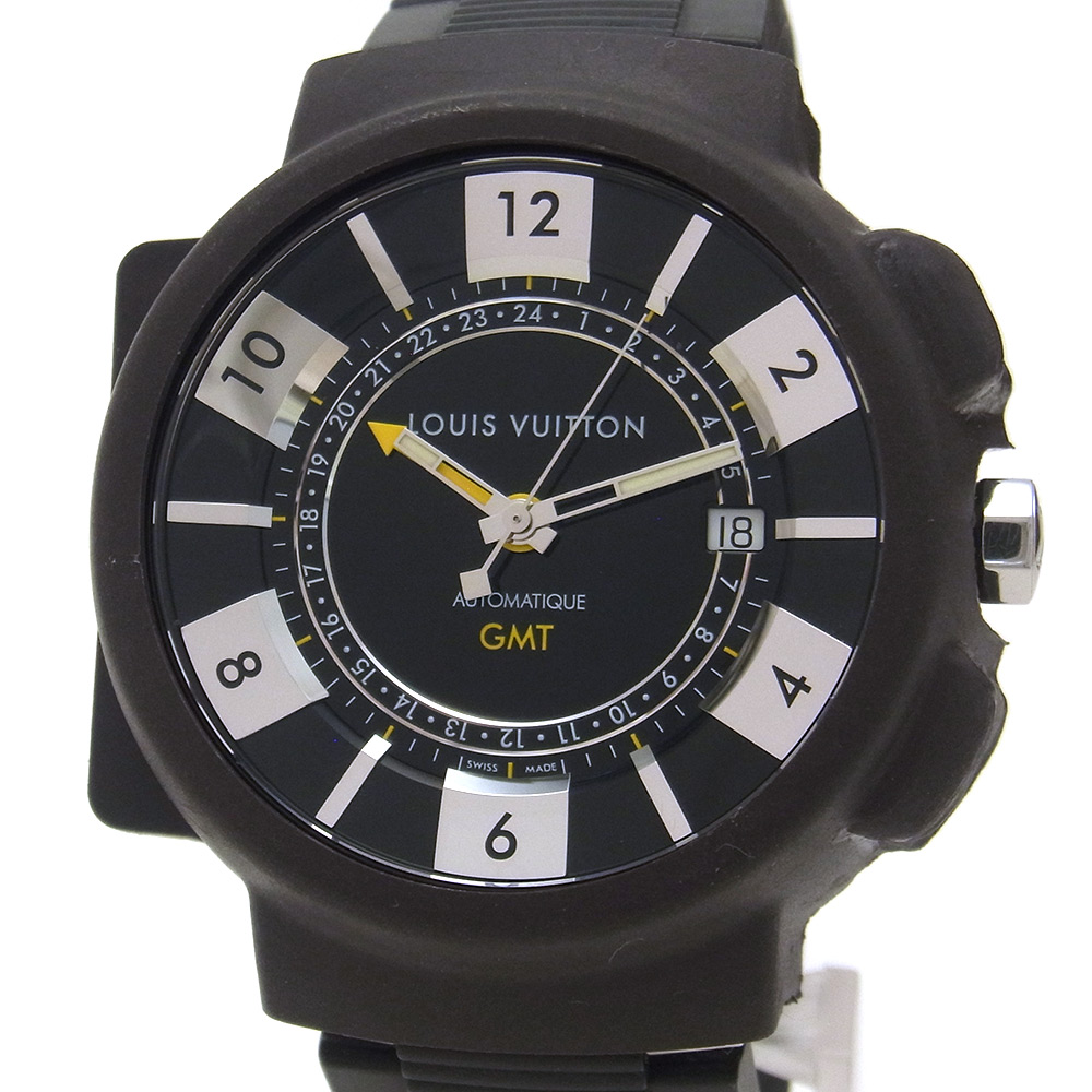 ルイヴィトン(Louis Vuitton) タンブール インブラック GMT Q113K メンズ腕時計 黒文字盤