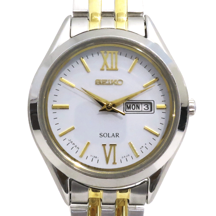 セイコー(SEIKO) SOLAR V138-0AD0 レディース 腕時計 白文字盤