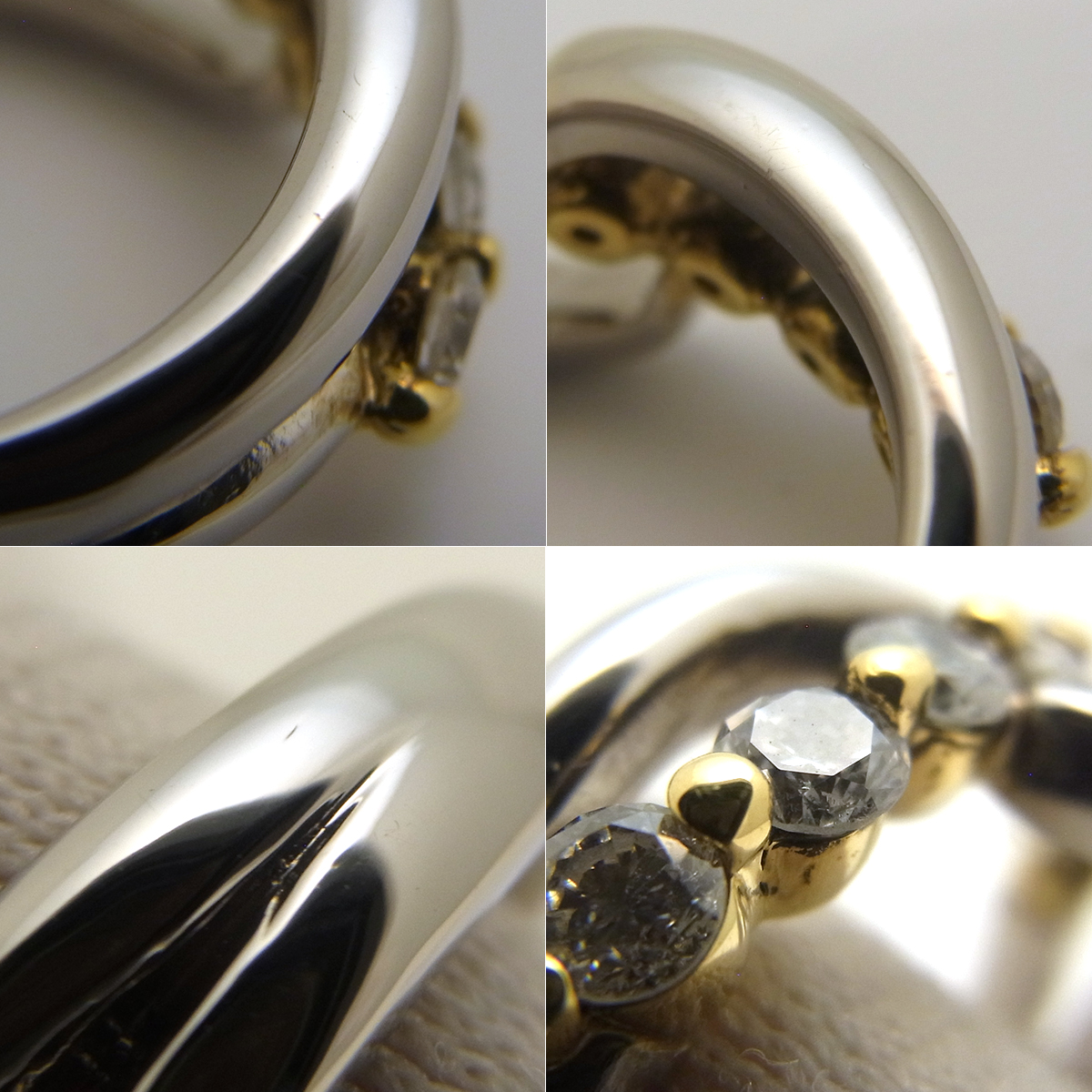Pt900/K18 ダイヤモンド指輪 11号 シルバーカラー SAランク