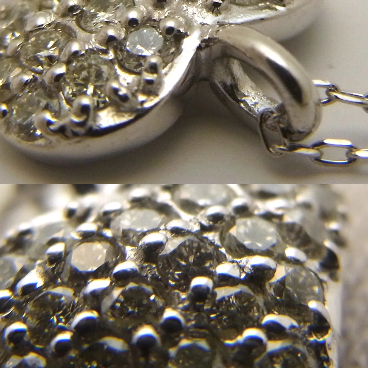 K18WGダイヤモンド ハートモチーフ ネックレス シルバーカラー