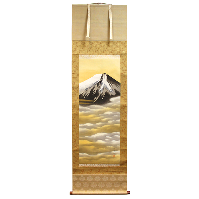 小野萬翠(おのばんすい) 「富士」 掛軸 風景 黒富士 山 日本画 落款 箱付き