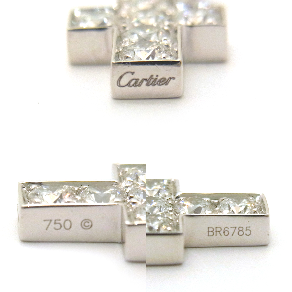 カルティエ(Cartier) ダイヤモンドクロスチャーム BR6785  シルバーカラー