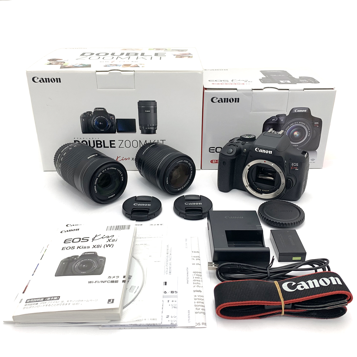 Canon デジタル一眼レフカメラ EOS Kiss X8i ダブルズームキット EF-S18-55mm EF-S55-250mm 付属 EOSKIS - 1