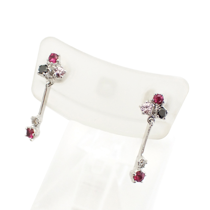 スタージュエリー(STAR JEWELRY) K18 ルビー ピアス マルチストーン ホワイトゴールド