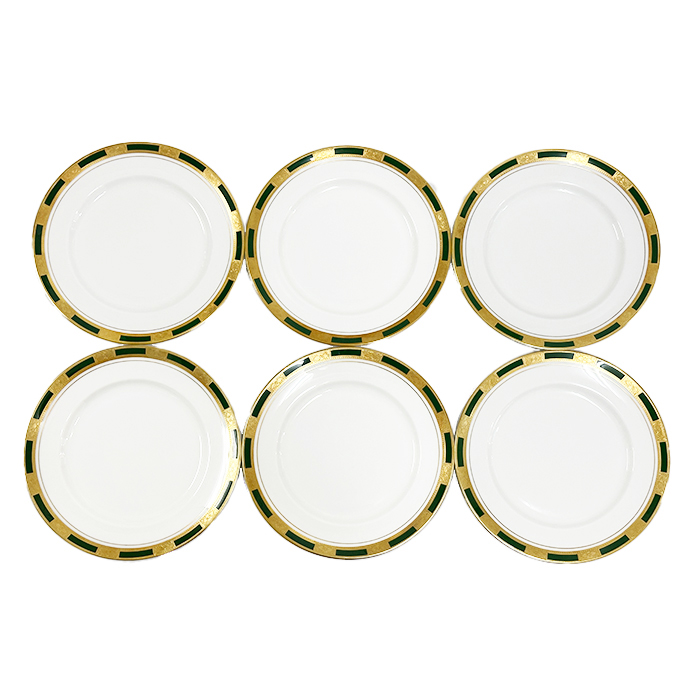 エインズレイ(Aynsley) エンプレス ローレル プレート 27cm 6枚セット グリーン ゴールド