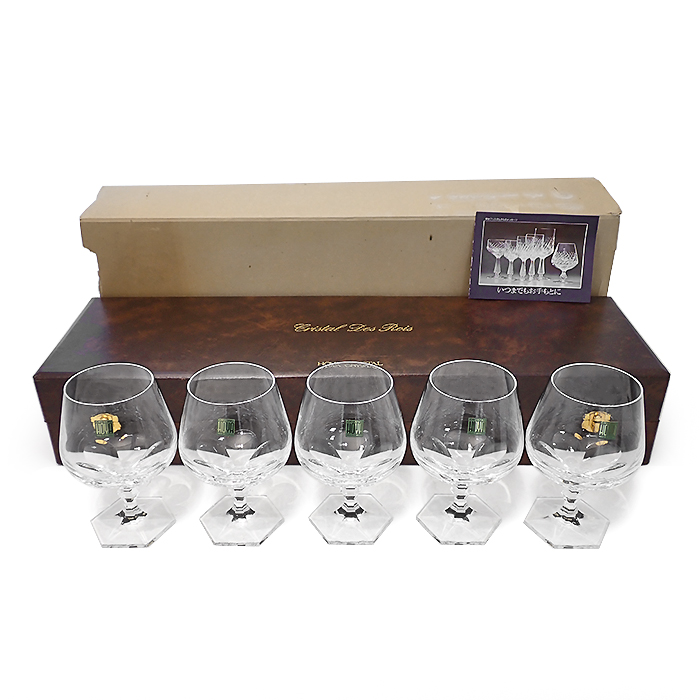 ホヤ クリスタル(HOYA CRYSTAL) クリスタル デ ロア Crystal Des Rois ブランデーグラス 5点セット 六角 ケース付き クリア