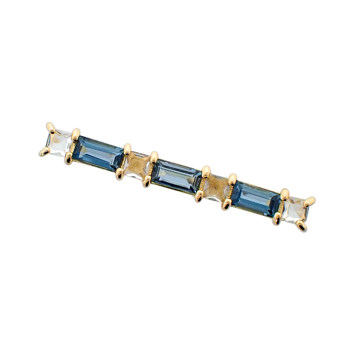 エテ(ete) K10 ブルートパーズ 指輪 11号 7P ライン リング イエローゴールド