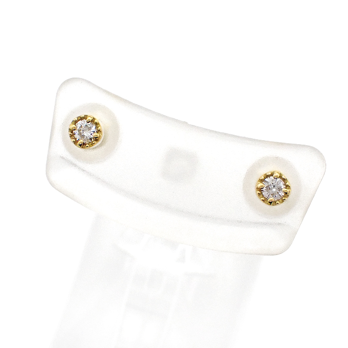 K18 ダイヤモンド ピアス 小粒 一粒 ゴールドカラー