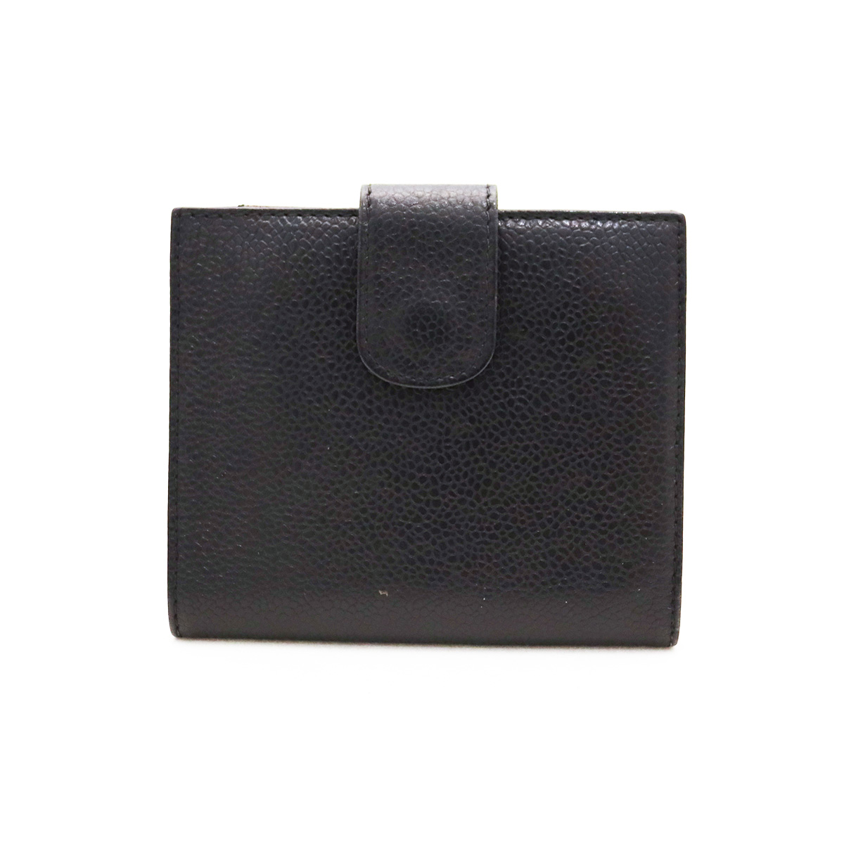 シャネル(CHANEL) 二つ折りWホック財布 キャビアスキン 黒 ブラック