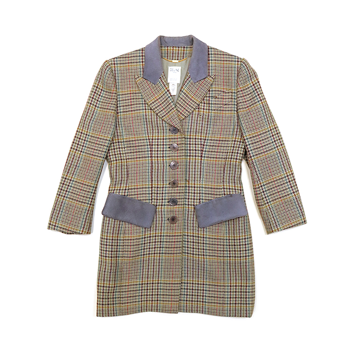 セリーヌ(CELINE) チェスターコート サイズ38 チェック 格子柄 ウール ハンバー付き マルチカラー