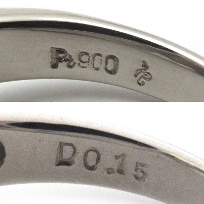 Pt900 ダイヤモンド指輪 8号 新品仕上げ済 シルバーカラー