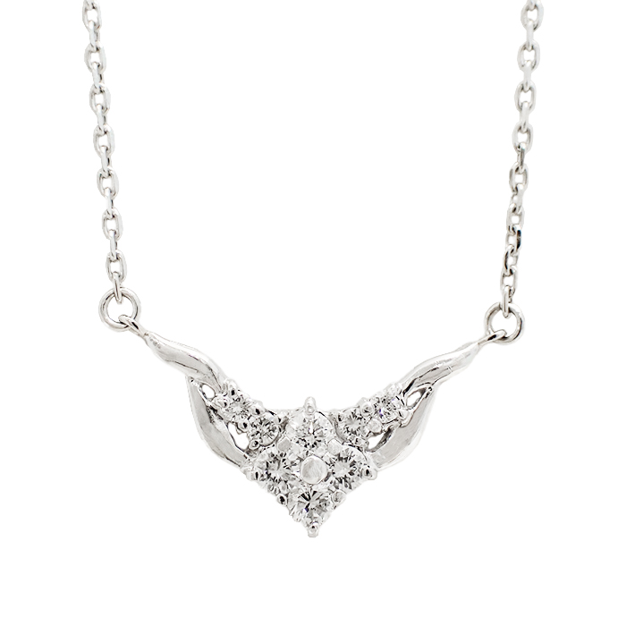 Pt900/Pt850 ダイヤモンド ネックレス フラワーモチーフ シルバーカラー 花