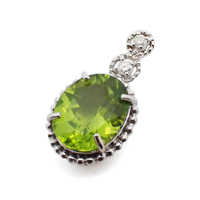 K18WG ペリドット ペンダントトップ ホワイトゴールド