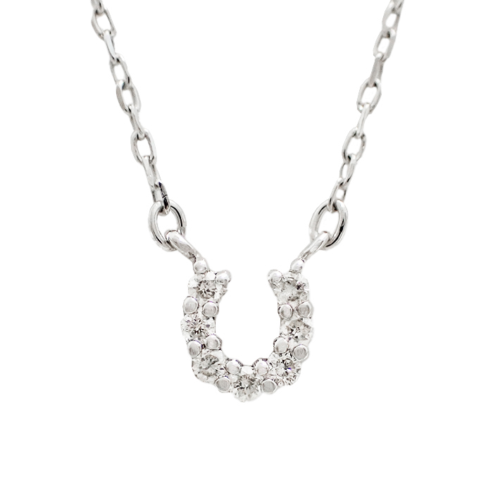 K10WG ダイヤモンド ネックレス ホワイトゴールド 馬蹄モチーフ