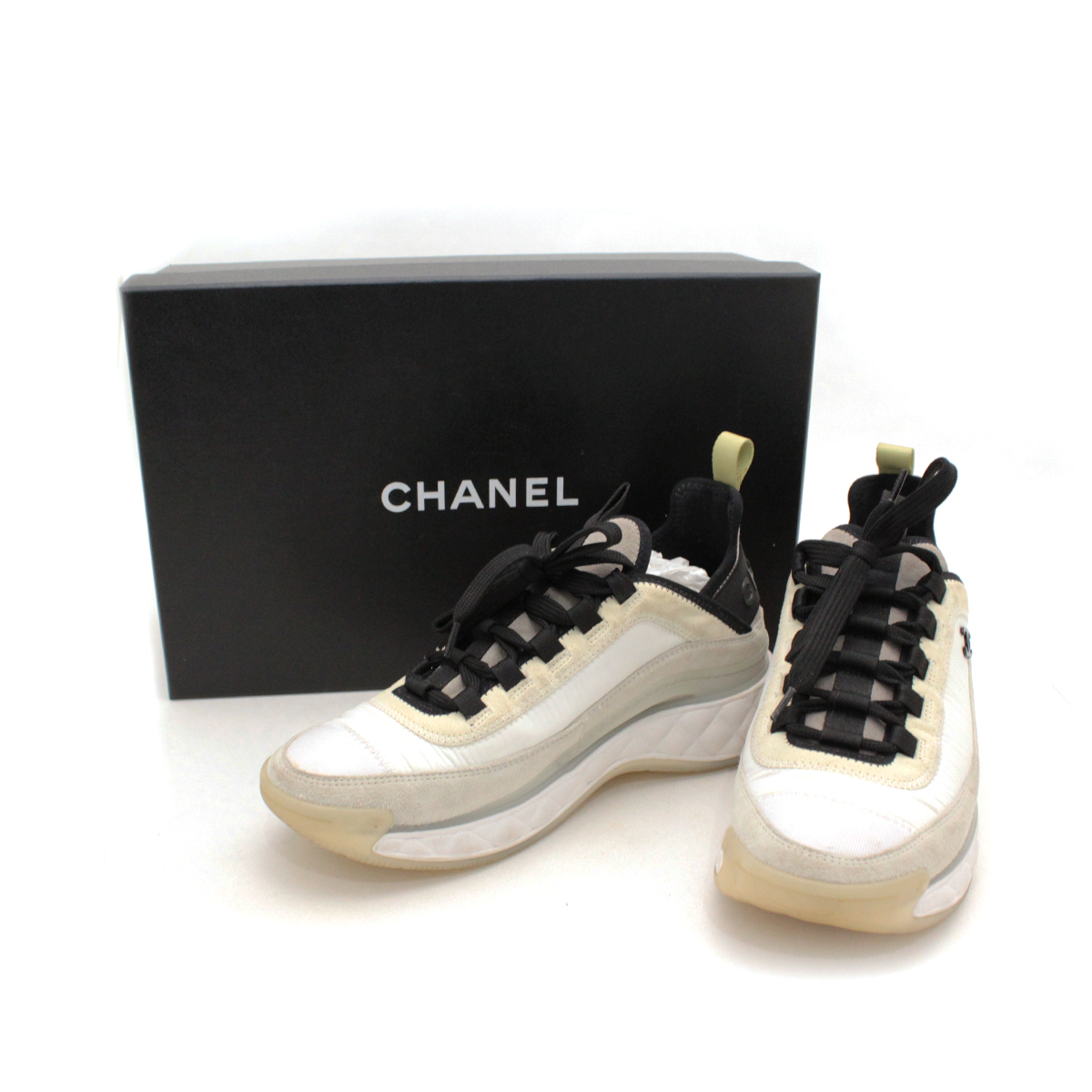 【セール価格】シャネル(CHANEL) スニーカー G35617 20K #38 約24.0cm ホワイト ブラック｜Re izm(リズム)