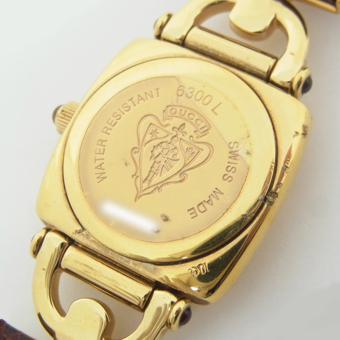 グッチ(GUCCI) レディース腕時計 6300L ホースビット 茶革ベルト