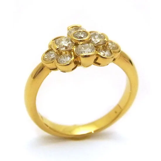 K18 ダイヤモンド指輪 10号 ゴールドカラー