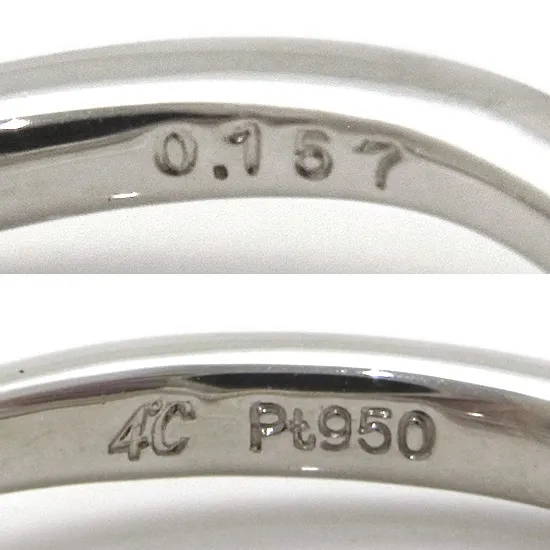 ヨンドシー(4℃) Pt950 ダイヤモンド指輪 8号 シルバーカラー