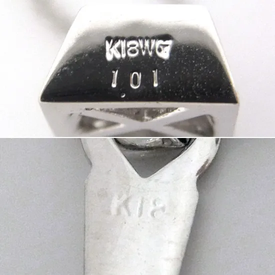 K18WG ダイヤモンド バーネックレス シルバーカラー